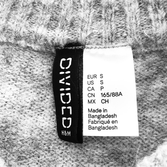 H&M Grey Acrylic/Wool/Alpaca/Blend Knit Long Sleeves Top Pullover Sweate… - Picture 3 of 4